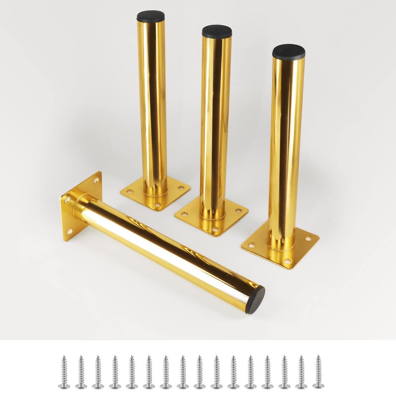 Masendelk Gold Furniture Legs 7.5 Inch / 190mm, 4pcs Modern Sofa Legs Cabinet Replacement Legs, Heavy Duty Metal Legs with Mounting Screw for Furniture Couch Sofa TV Cabinet Dresser Desk Risers - Image 1